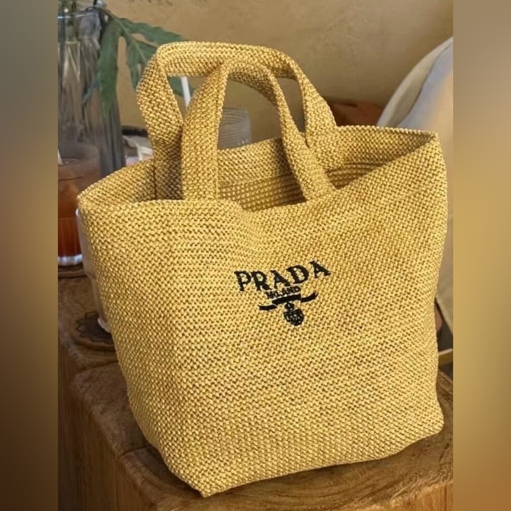 Prada Small Woven /Straw Tote Bag NWB - Picture 11 of 13